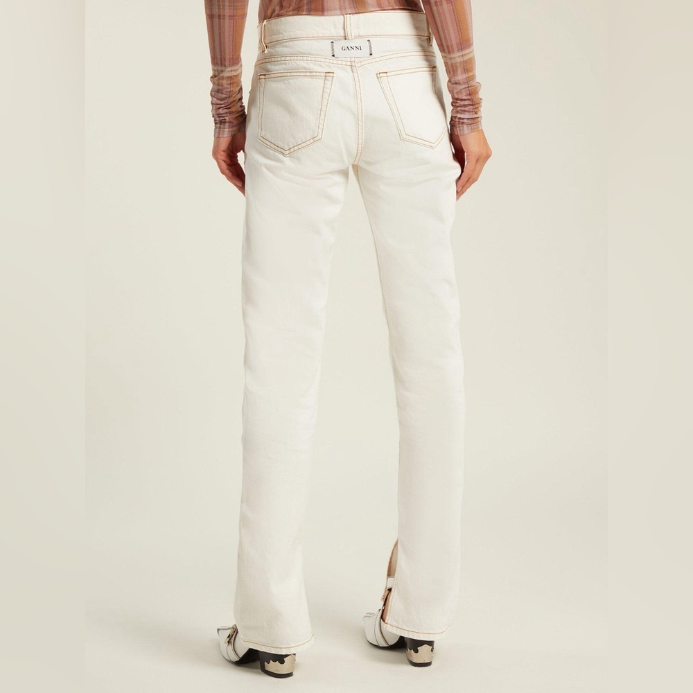 GANNI Straight Split Leg Logo Jeans - White/Cream - Size 28 - NWoT!
